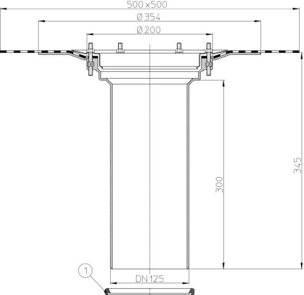 Aufstockelement 300mm / d 125mm mit Bitumenmanschette  HL65H